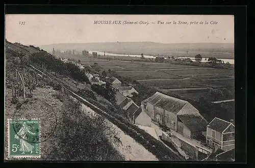 AK Mousseaux, Vue sur la Seine, prise de la Cote