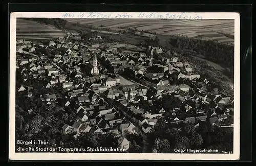AK Bürgel i. Thür., Gesamtansicht, Fliegeraufnahme