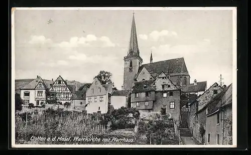 AK Clotten a.d. Mosel, Pfarrkirche mit Pfarrhaus