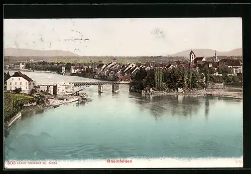 AK Rheinfelden, Totalansicht mit Brücke