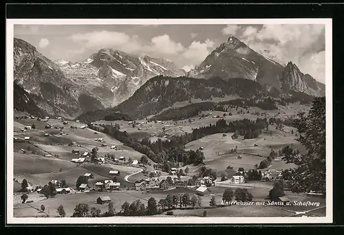 AK Unterwasser, Gesamtansicht mit Säntis und Schafberg