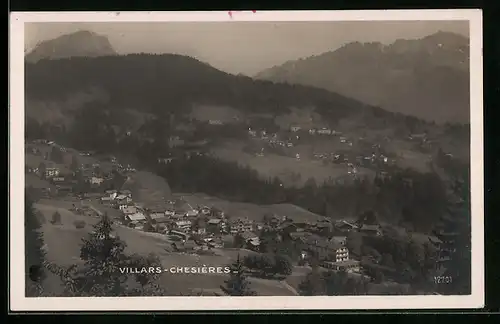 AK Villars, Ortsansichten von Villars und Chesiéres bei diesigem Wetter
