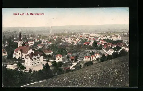 AK St. Margrethen, Blick von einer Anhöhe auf den Ort