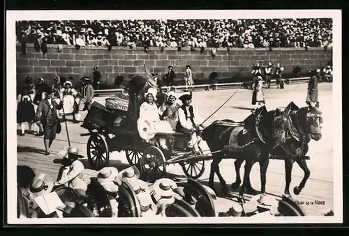AK Vevey, Fete des Vignerons 1927, Char de la Noce, Weinfest