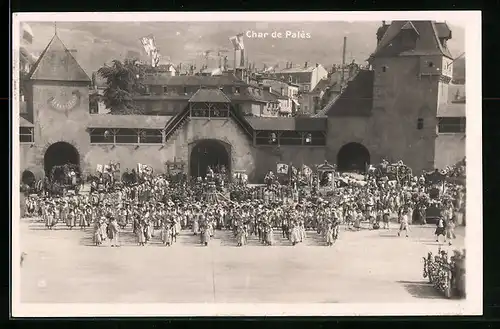 AK Vevey, Fete des Vignerons 1927, Char de Palès, Weinfest