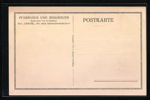 Künstler-AK Liestal, Pfarrhaus und Ringmauer