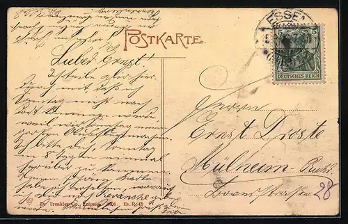 AK Essen /Ruhr, Gymnasium mit Strasse