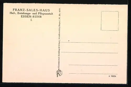 AK Essen /Ruhr, Franz-Sales-Haus, Schulhaus (Rückseite)