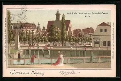 AK Leipzig, Ortsansicht von der Rosenthalbrücke