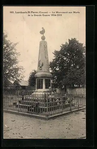 AK Lourdoueix-St-Pierre, Le Monument aux Morts dela Grande Guerre 1914-1918