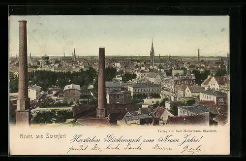 AK Stassfurt, Totalansicht mit Schornsteinen