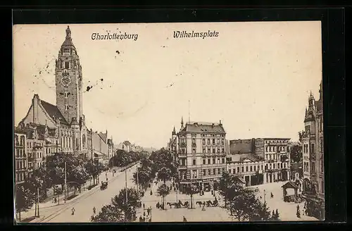 AK Berlin-Charlottenburg, Wilhelmsplatz mit Strasse aus der Vogelschau