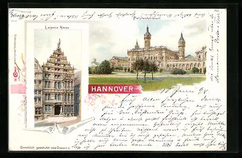 Lithographie Hannover, Leibniz-Haus, Polytechnikum