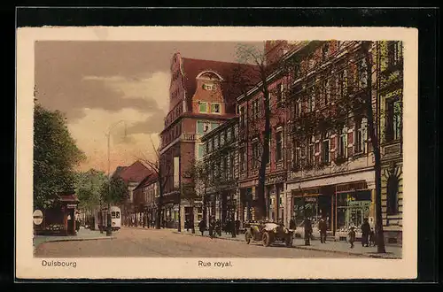 AK Duisbourg, Rue royal, Strassenbahn