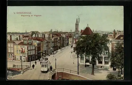 AK `s-Gravenhage, Wagenbrug en Wagenstraat, Strassenbahn