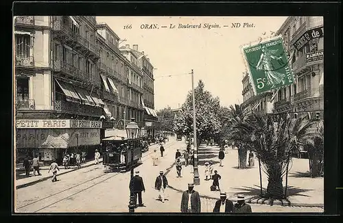 AK Oran, Le Boulevard Séguin, Strassenbahn