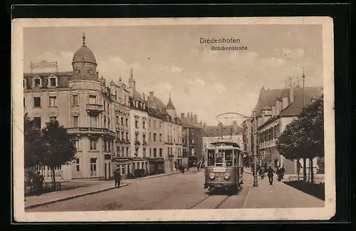 AK Diedenhofen, Strassenbahnverkehr in der Brückenstrasse
