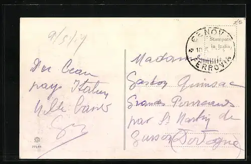 AK Genova, Largo Via Roma, Strassenbahn