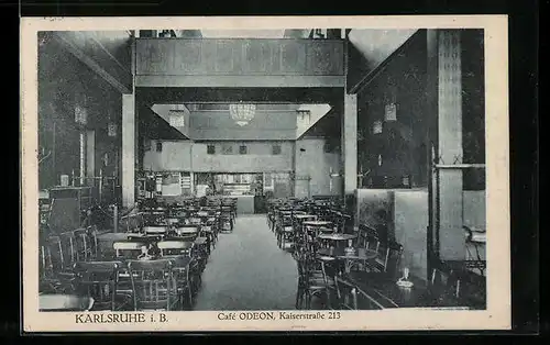 AK Karlsruhe i. B., Cafe Odeon, Kaiserstrasse 213, Innenansicht