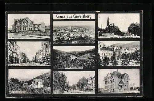 AK Gevelsberg, Mittelstrasse, Nirgenaplatz, Töchterschule, Totalansicht