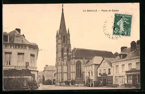 AK La Bouille pres Rouen, Place et l`Eglise