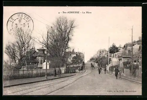AK Sainte-Adresse, Le Heve, Radfahrer und Kutsche auf der Strasse