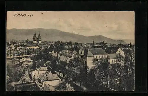 AK Offenburg i. B., Blick über die Dächer der Stadt
