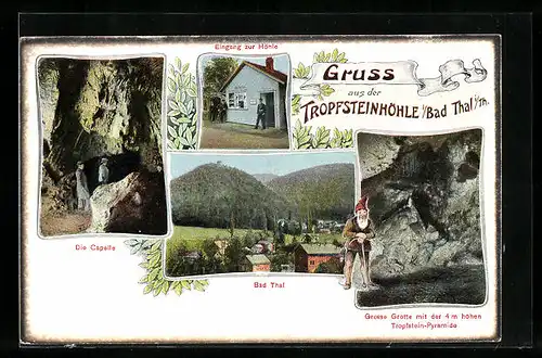 AK Bad Thal, die Tropfsteinhöhle, die Capelle, Höhleneingang, Grosse Grotte