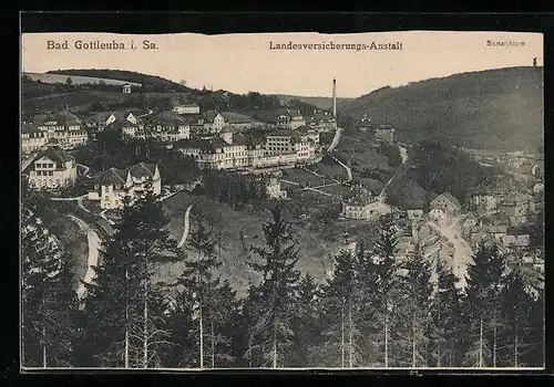 AK Bad Gottleuba i. Sa., Blick auf die Landesversicherungs-Anstalt und den Bismarckturm