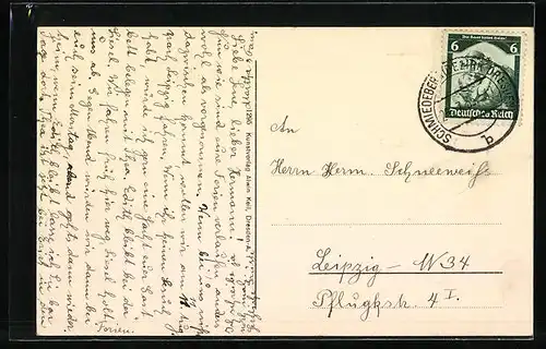 AK Niederpöbel im sächs. Erzgebirge, Generalansicht mit Talpanorama