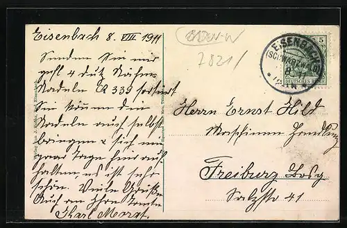 AK Bad Eisenbach bei Neustadt im Schwarzwald, Generalansicht vom Waldrand aus