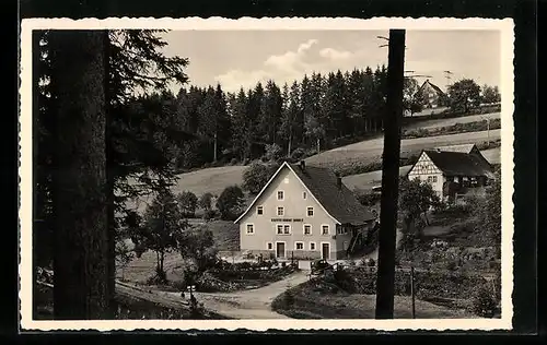 AK Königsfeld im Schwarzwald, Blick vom Wald zum Kaffee Nonnenmühle