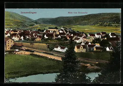 AK Immendingen, Blick vom Donauufer auf die gesamte Stadt