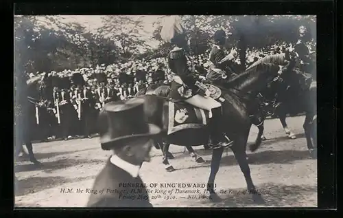 AK Funeral of King Edward VII, H.M. King of Portugal, H.M. King of Denmark and H.M. King of Bulgarie