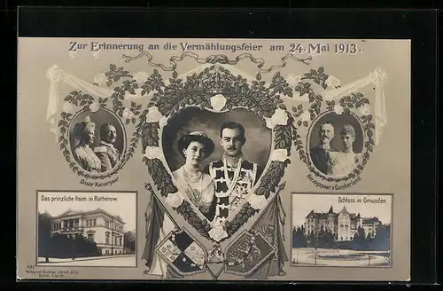 AK Vermählungsfeier am 24. Mai 1913, Kaiserpaar, Ernst August Herzog von BraunschweigHerzogspaar von Hannover, Rathenow