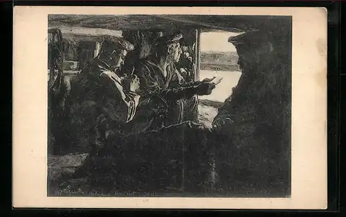 Künstler-AK sign. Franz Eichhorst: Unterstand altes Fort auf dem Kriegsschiff