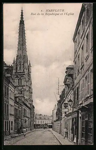 AK Harfleur, Rue de la République et l`Église