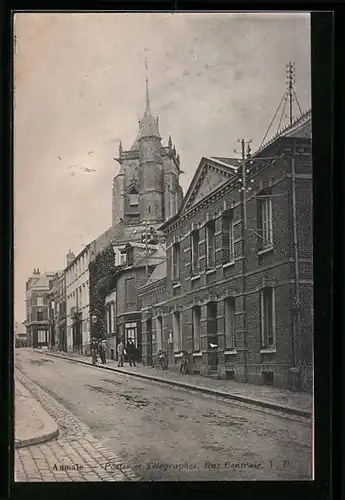 AK Aumale, Postes et Télégraphes, Rue Centrale