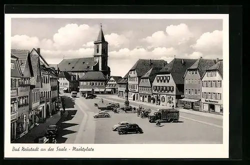 AK Bad Neustadt a. d. Saale, Blick über den Marktplatz zur Kirche