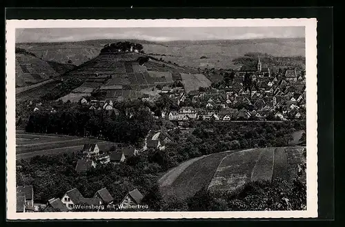 AK Weinsberg a. d. Weibertreu, Stadtpanorama mit der Burgruine auf dem Berg