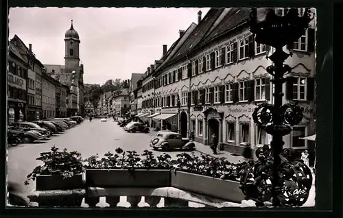 AK Kaufbeuren im Allgäu, Blick zur Kirche am Ende der Kaiser Maxstrasse