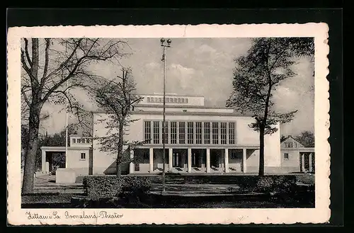 AK Zittau i. Sa., vor dem Grenzland-Theater