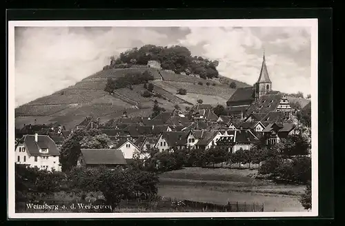 AK Weinsberg a. d. Weibertreu, Blick zur Kirche in der Ortschaft