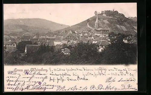 AK Weinsberg a. d. Weibertreu, Blick auf die Stadt, die Kirche und die Burg