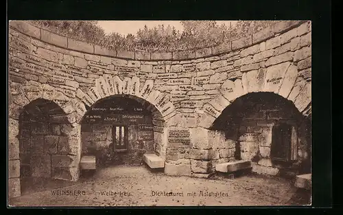 AK Weinsberg a. d. Weibertreu, in der Burgruine, Dichterturm mit Aolsharfen