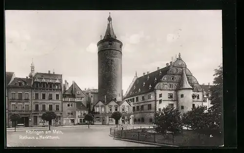 AK Kitzingen am Main, Rathaus und Marktturm