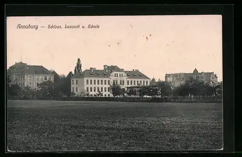 AK Annaburg, Blick auf Schloss, Lazarett und Schule