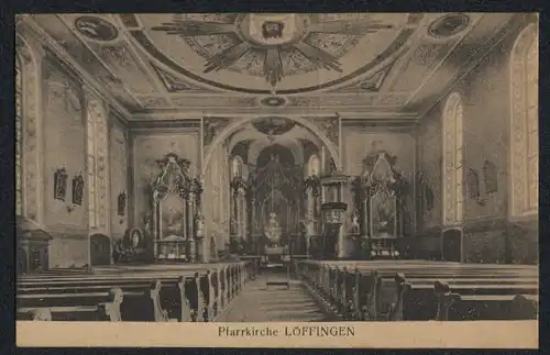 AK Löffingen, Innenansicht der Pfarrkirche