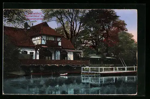 AK Düsseldorf, Fischerhaus mit Schwanenspiegel