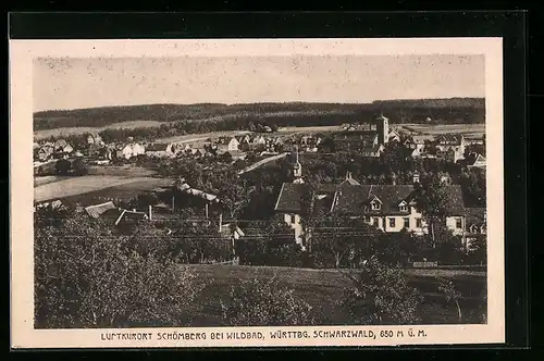 AK Schömberg bei Wildbad im Schwarzwald, Generalansicht mit Blick zur Kirche